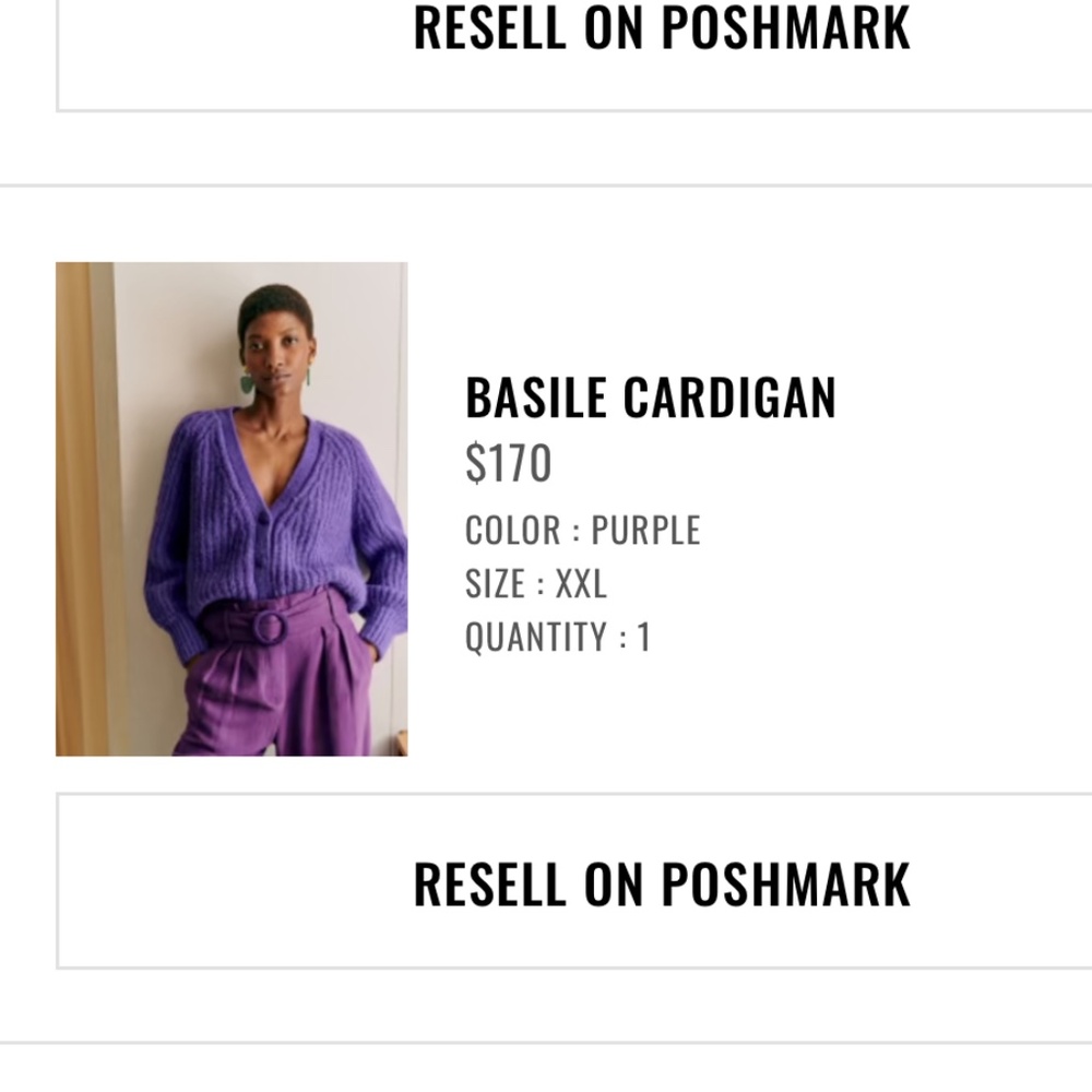 Sezane Purple Knit Basile Cardigan, XXL - Picture 6 of 7